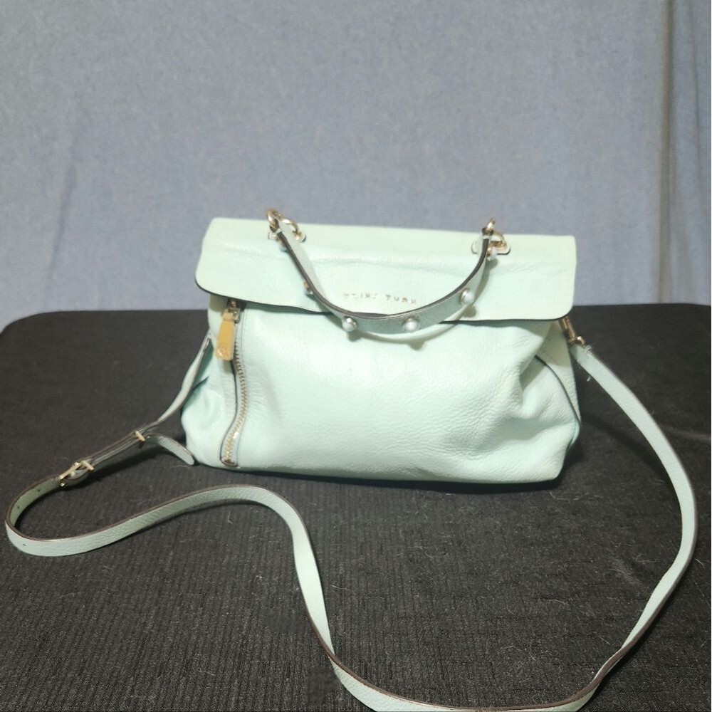 Trina Turk pastel blue leather crossbody bag